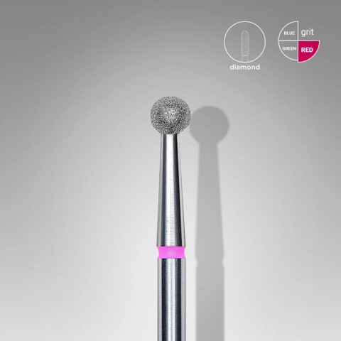 Embout Manucure STALEKS Diamond Nail Drill Bit, "Ball", RED, Head Diameter 3.5 Mm
