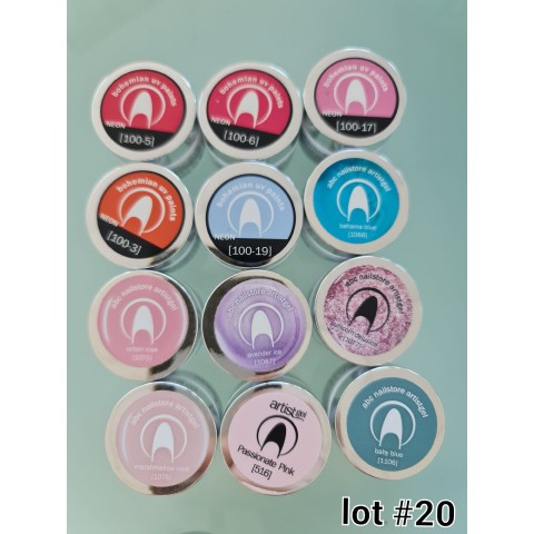 Lot de 12 Gel UV Couleur  ABC Nailstore artistgel LOT #20  TikTok