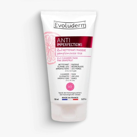 2 en 1 Nettoyant/Masque Anti-Imperfections 150ml Evoluderm