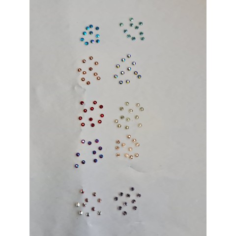 10 LOTS DE  10 STRASS SWAROVSKI SS5  COULEUR MIX 