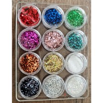 LOT DE 12 PETITS POTS DE NAIL ART GLITTER #MIX 1 COLOR CLUB 