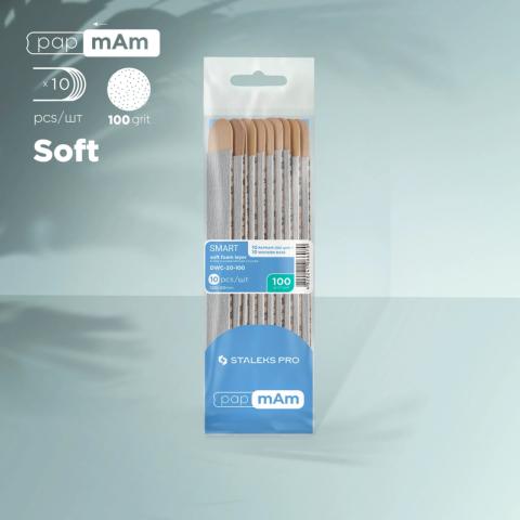 Kit de 10 Limes SMART-20  STALEKS sur sa base bois  grain 100 jetables PapmAm Files (Soft Foam Layer) 