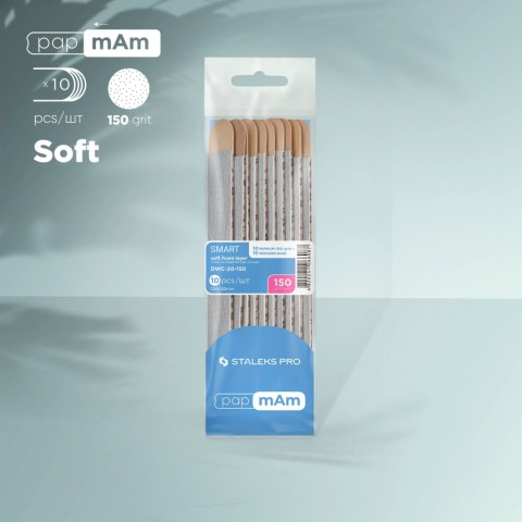 Kit de 10 Limes SMART-20  STALEKS sur sa base bois  grain 150 jetables PapmAm Files (Soft Foam Layer) 