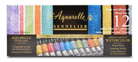 KIT PEINTURE 12 AQUARELLES Française au Miel SENNELIER Couleurs irisées 