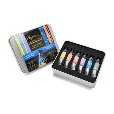 KIT PEINTURE SELECTION DECOUVERTE 6 AQUARELLES Française au Miel SENNELIER Couleurs irisées 