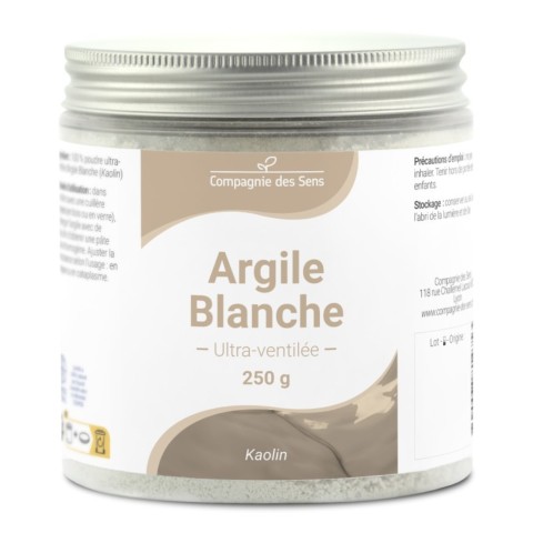 ARGILE  Blanche Kaolinite - Poudre ultra-ventilée pot de 250 gr 