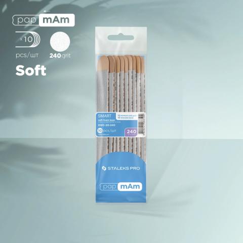 Kit de 10 Limes SMART-20  STALEKS sur sa base bois  grain 240 jetables PapmAm Files (Soft Foam Layer) 